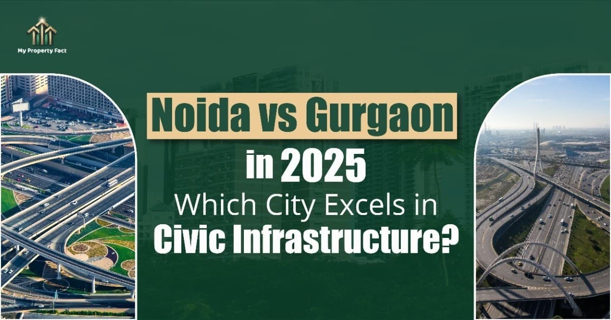 Noida vs Gurgaon in 2025 - Which City Excels in Civic Infrastructure? — blog featured image on My Property Fact Noida vs Gurgaon in 2025 - Which City Excels in Civic Infrastructure? — blog featured image on My Property Fact